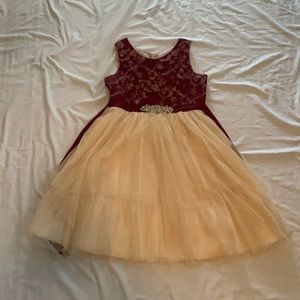 burgundy and cream dress very nice